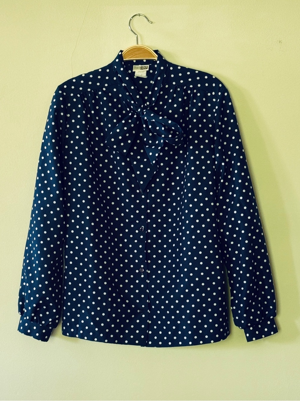 Vintage 1970's Polka Dot Neck Tie Blouse